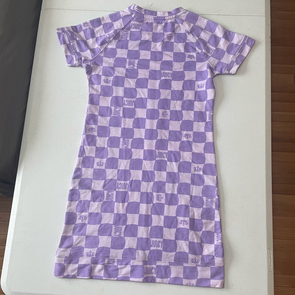NWT Juicy Couture Lilac Sky Check T Shirt Dress Size XS Purple - Picture 9 of 15
